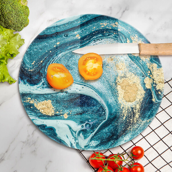 Tábua cozinha Azul abstrato dourado