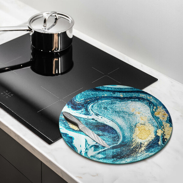 Tábua cozinha Azul abstrato dourado