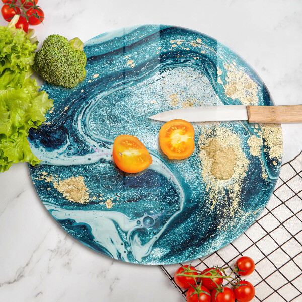 Tábua cozinha Azul abstrato dourado