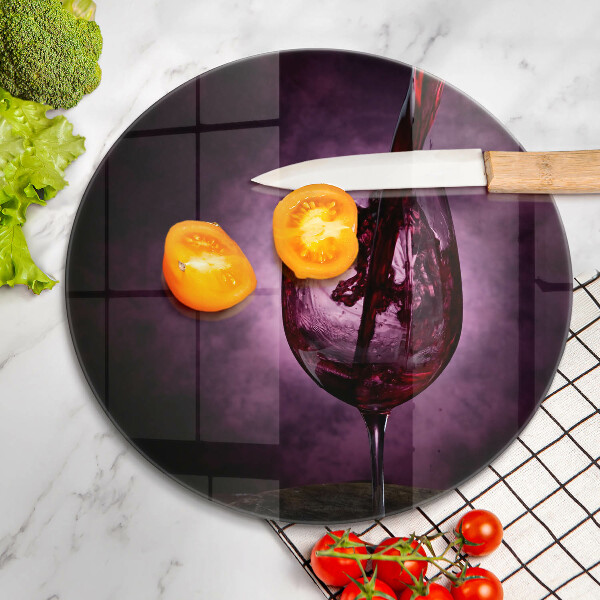 Tábua cozinha Um copo de vinho