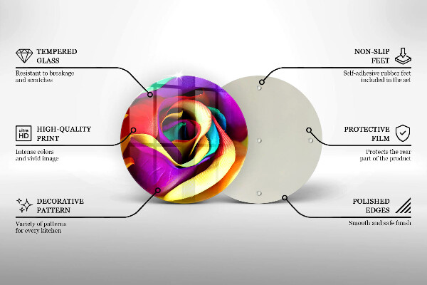 Tábua de corte de vidro Pétalas de rosas coloridas