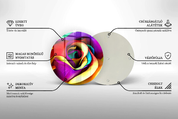 Tábua de corte de vidro Pétalas de rosas coloridas