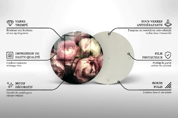 Tábua para cozinha Flores de peônia