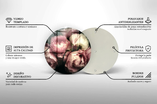 Tábua para cozinha Flores de peônia