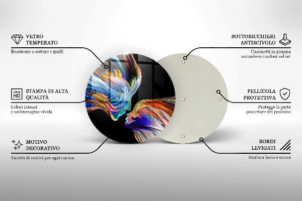 Tábua de vidro Beijo abstrato