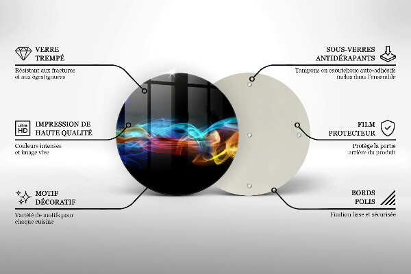 Tábua de corte de vidro Fumaça colorida