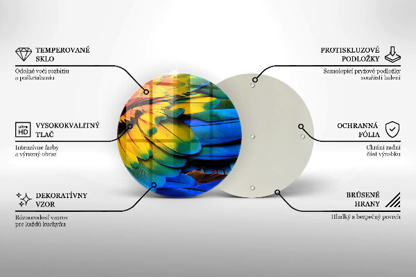 Tábua de vidro Penas coloridas de papagaio