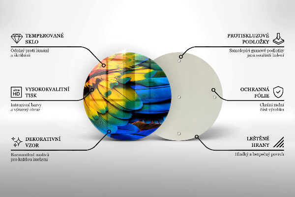 Tábua de vidro Penas coloridas de papagaio