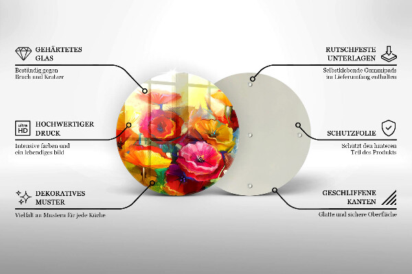 Tábua para cozinha Flores coloridas pintadas