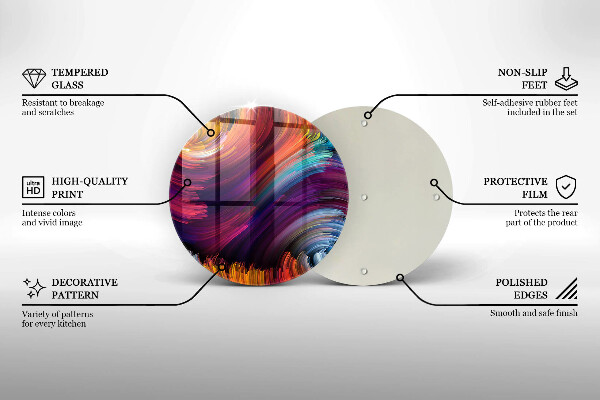 Tábua de vidro Destaques coloridos