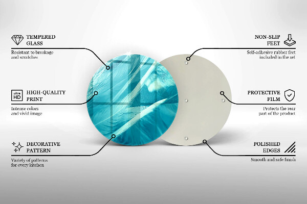 Tábua de corte de vidro Penas delicadas