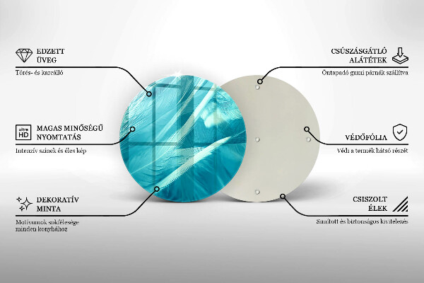 Tábua de corte de vidro Penas delicadas