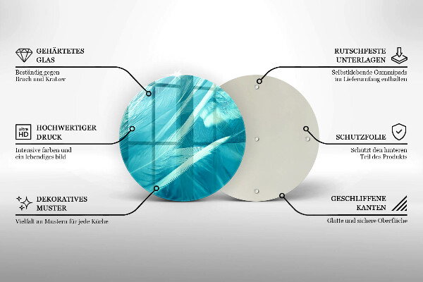 Tábua de corte de vidro Penas delicadas