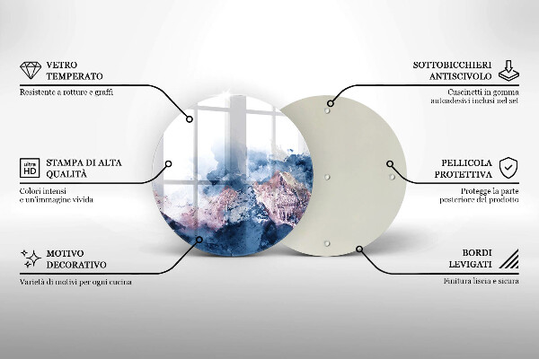 Tábua de corte de vidro Montanhas pintadas abstratamente