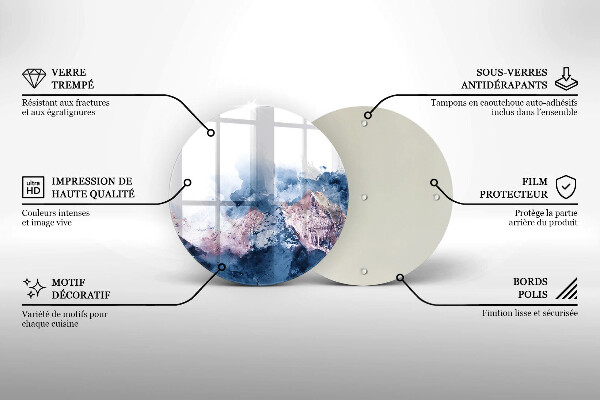 Tábua de corte de vidro Montanhas pintadas abstratamente