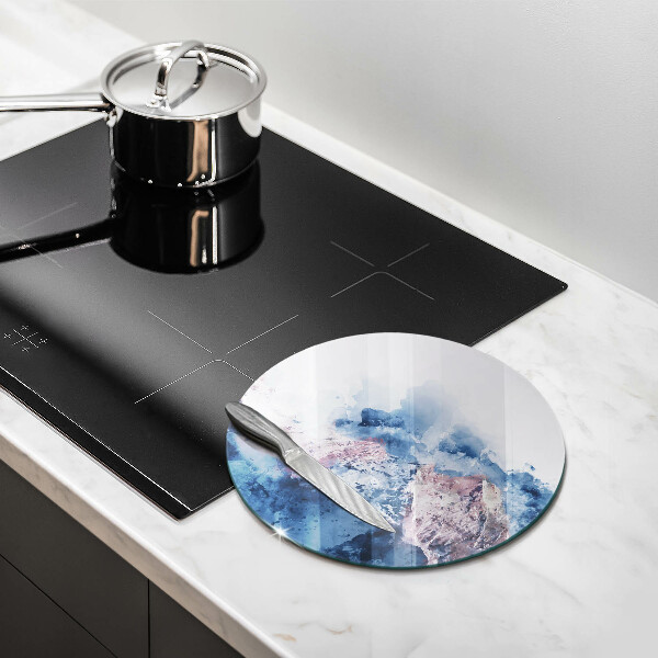 Tábua de corte de vidro Montanhas pintadas abstratamente