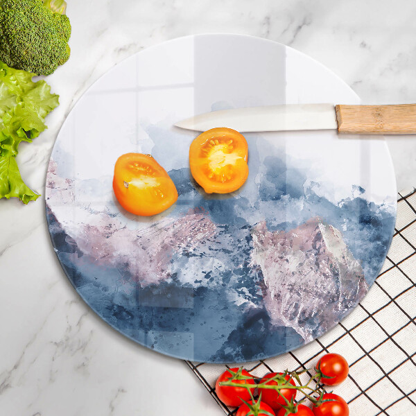 Tábua de corte de vidro Montanhas pintadas abstratamente