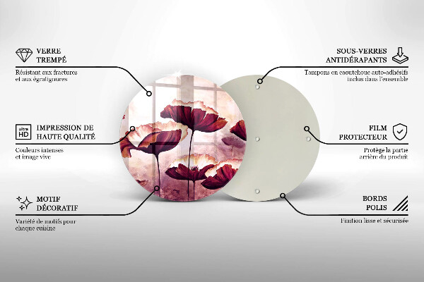 Tábua de vidro Pintura de flores
