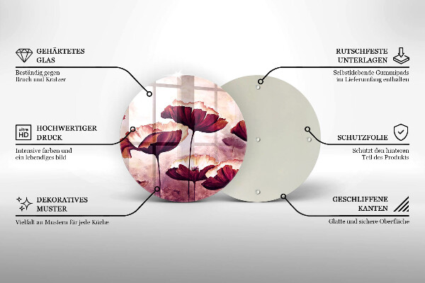 Tábua de vidro Pintura de flores