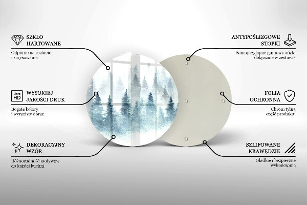 Tábua de vidro Floresta de inverno pintada