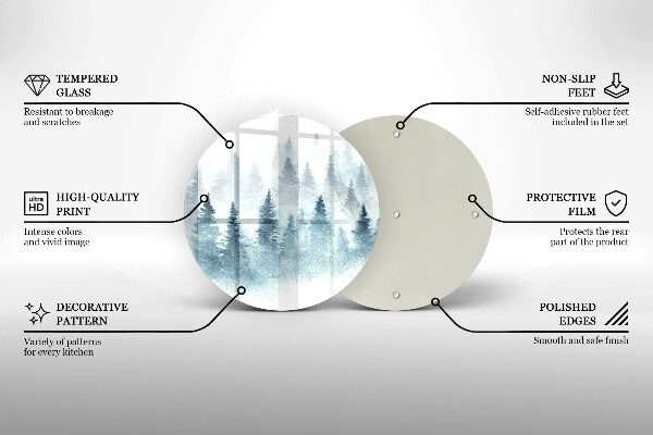 Tábua de vidro Floresta de inverno pintada