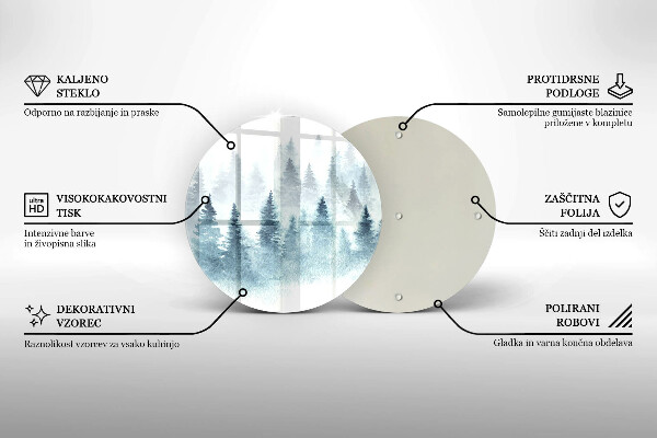 Tábua de vidro Floresta de inverno pintada