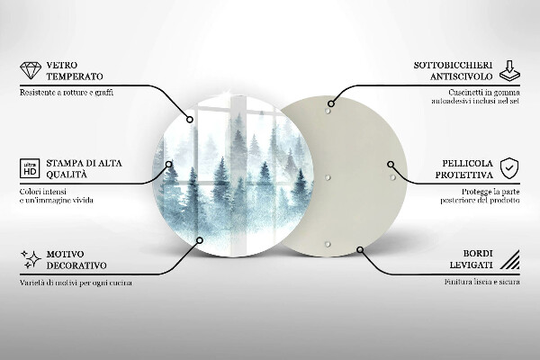 Tábua de vidro Floresta de inverno pintada