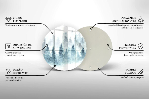Tábua de vidro Floresta de inverno pintada