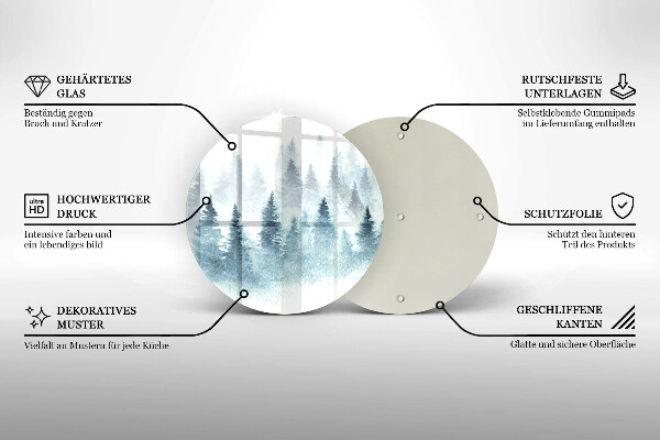 Tábua de vidro Floresta de inverno pintada