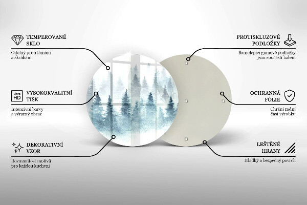 Tábua de vidro Floresta de inverno pintada