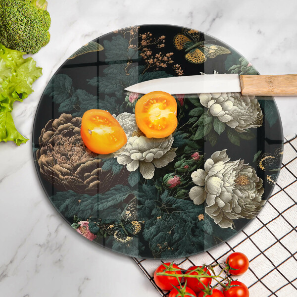 Tábua de vidro Flores de peônia vintage