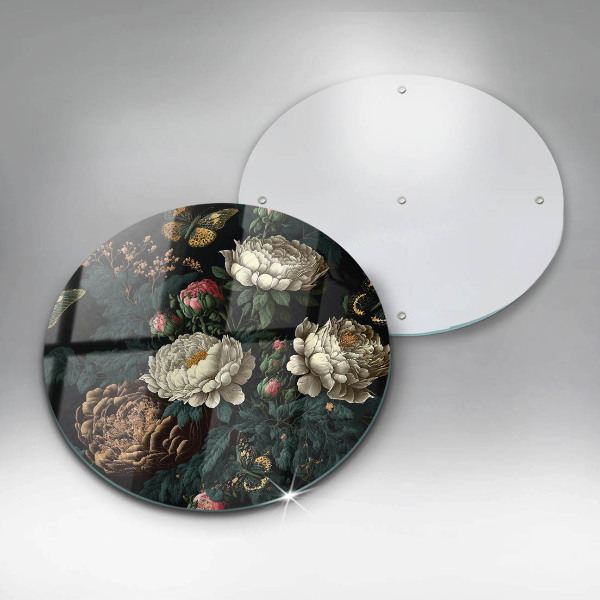 Tábua de vidro Flores de peônia vintage