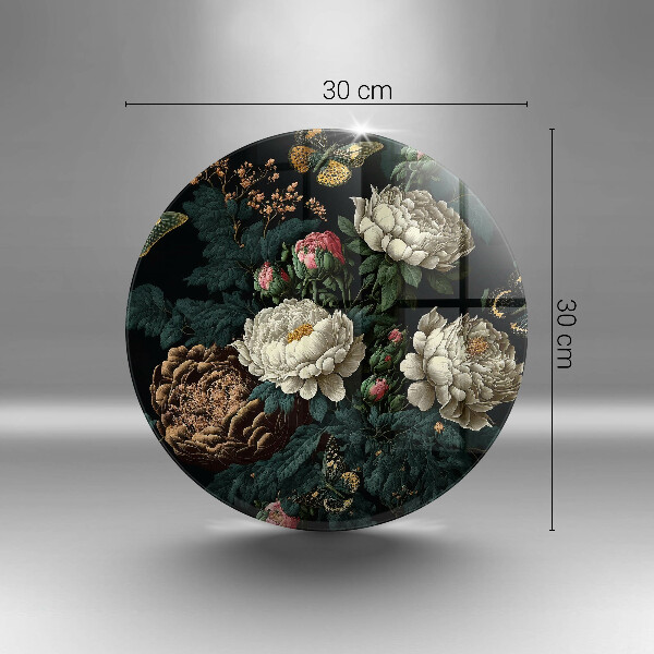 Tábua de vidro Flores de peônia vintage