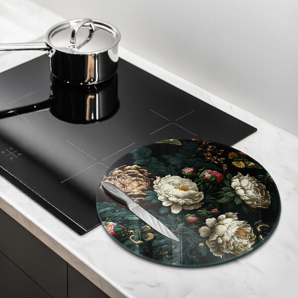 Tábua de vidro Flores de peônia vintage