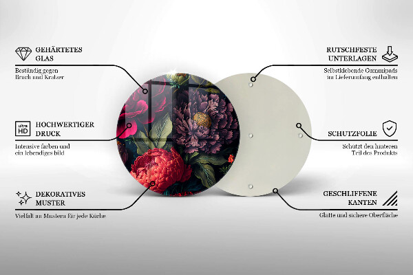 Tábua de cortar de vidro Lindas flores