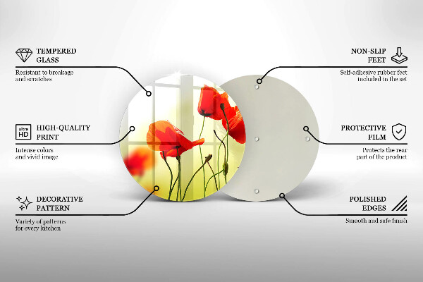 Tábua corte Flores de papoula vermelha