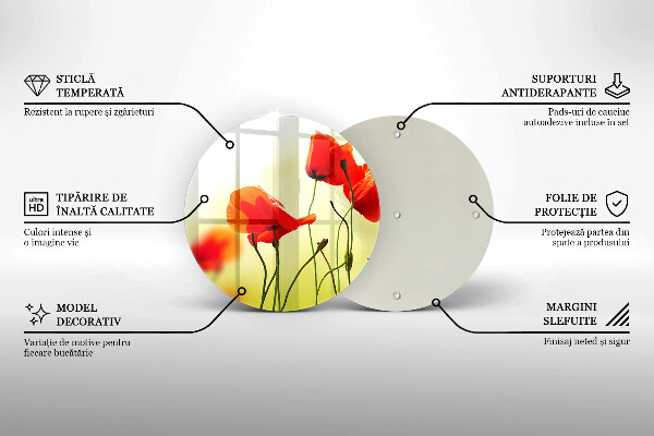 Tábua corte Flores de papoula vermelha