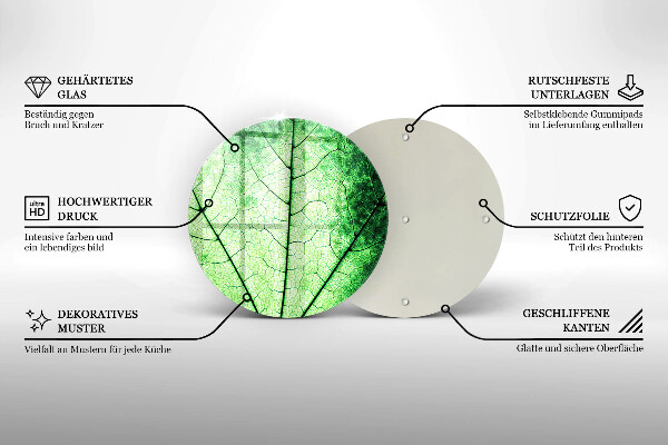 Tábua de cortar de vidro Nervuras decorativas das folhas