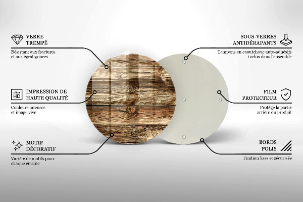 Tábua de cortar de vidro Textura de prancha de madeira