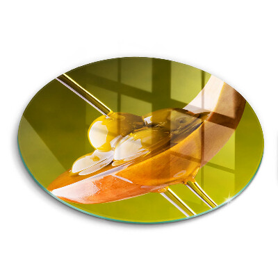 Tábua de corte de vidro Azeite e azeitonas