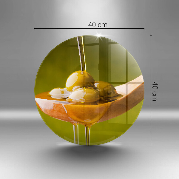 Tábua de corte de vidro Azeite e azeitonas