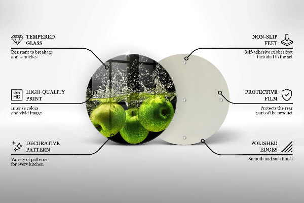 Tábua de cortar alimentos Maçãs verdes e água