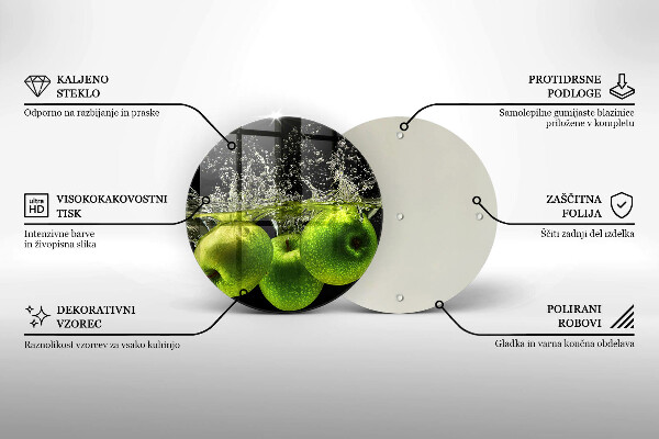 Tábua de cortar alimentos Maçãs verdes e água