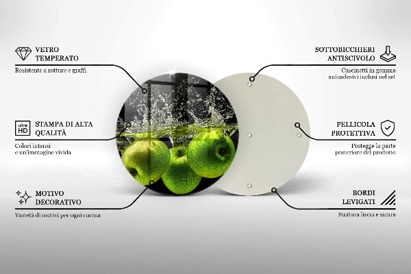 Tábua de cortar alimentos Maçãs verdes e água