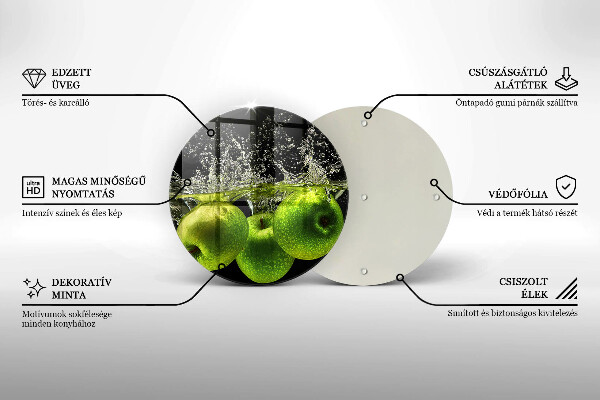 Tábua de cortar alimentos Maçãs verdes e água