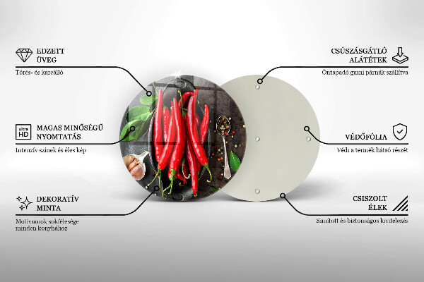Tábua de corte de vidro Pimentas vermelhas