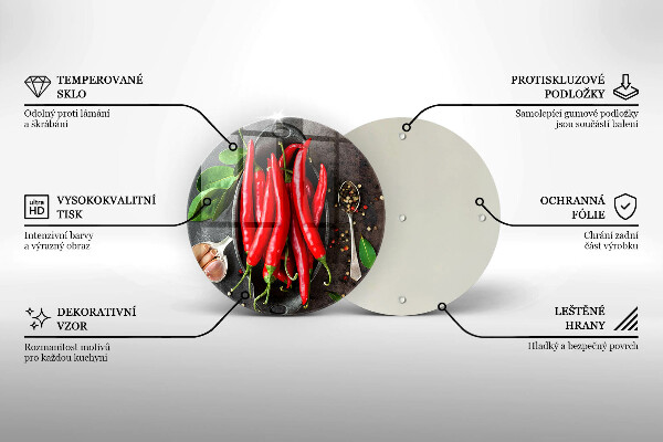 Tábua de corte de vidro Pimentas vermelhas