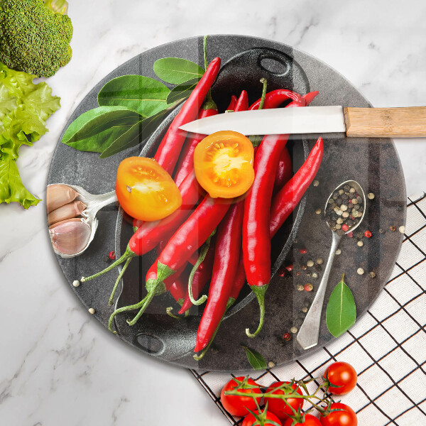 Tábua de corte de vidro Pimentas vermelhas