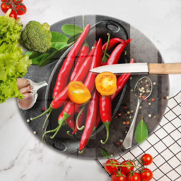 Tábua de corte de vidro Pimentas vermelhas