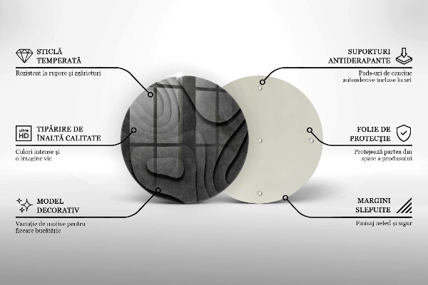 Tábua de cortar de vidro Formas de pedra 3D